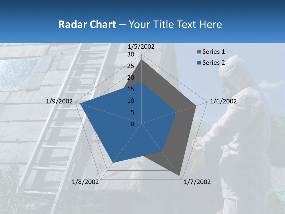 A Man In A White Suit And A Ladder Next To A Building PowerPoint Template