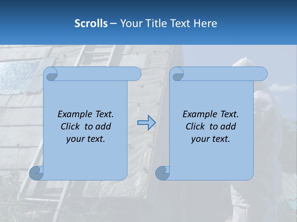 A Man In A White Suit And A Ladder Next To A Building PowerPoint Template