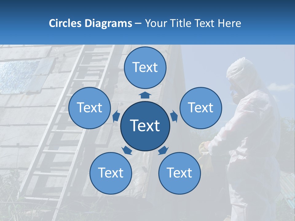 A Man In A White Suit And A Ladder Next To A Building PowerPoint Template
