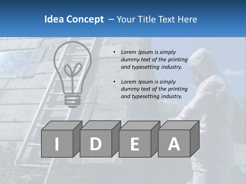 A Man In A White Suit And A Ladder Next To A Building PowerPoint Template