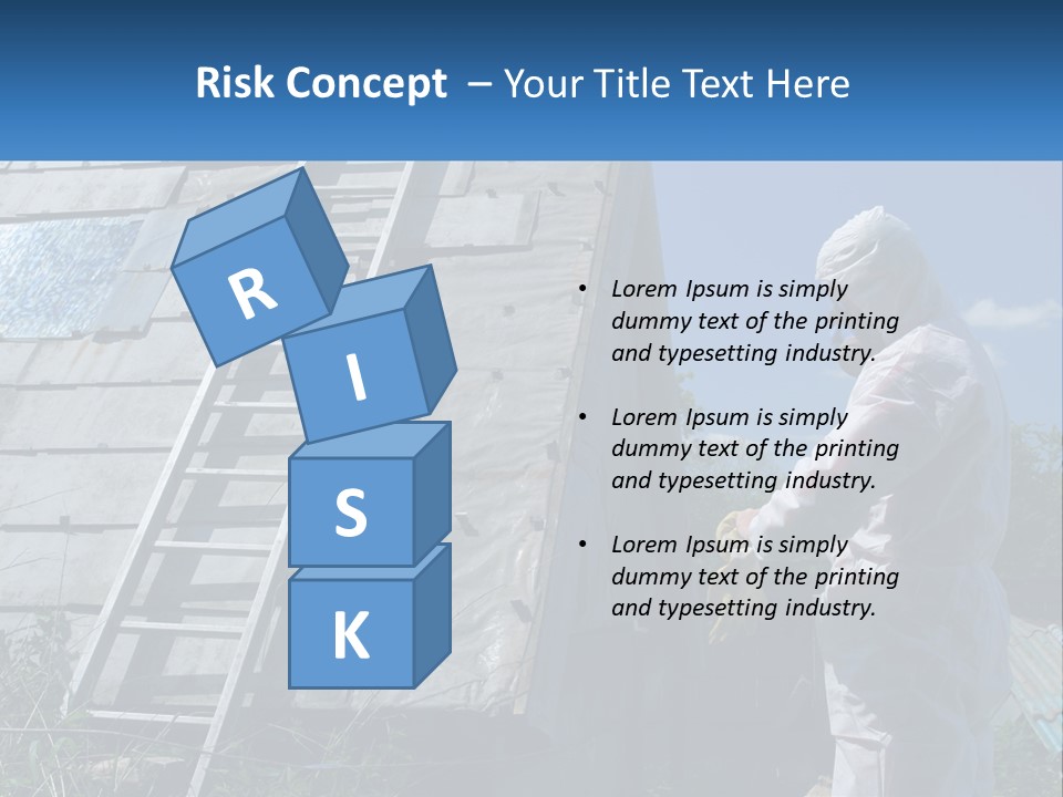 A Man In A White Suit And A Ladder Next To A Building PowerPoint Template