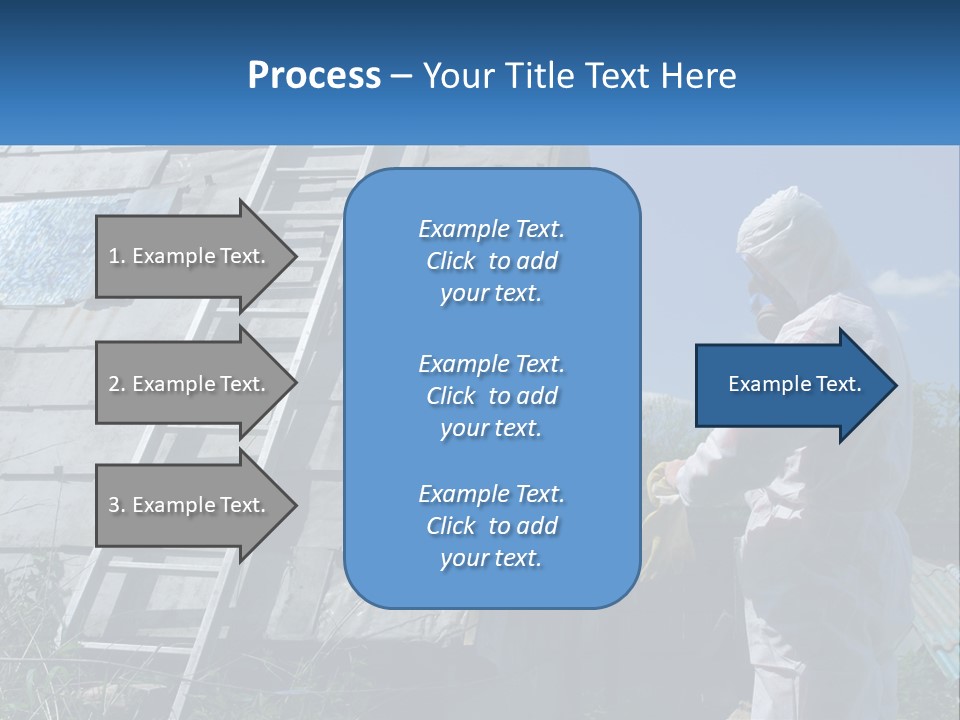 A Man In A White Suit And A Ladder Next To A Building PowerPoint Template