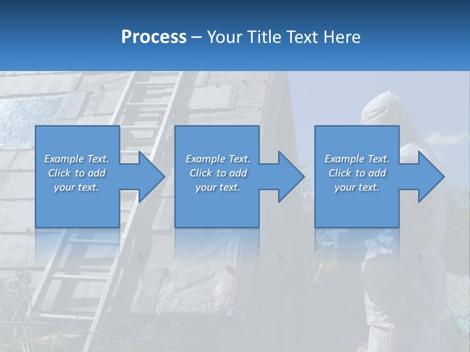 A Man In A White Suit And A Ladder Next To A Building PowerPoint Template