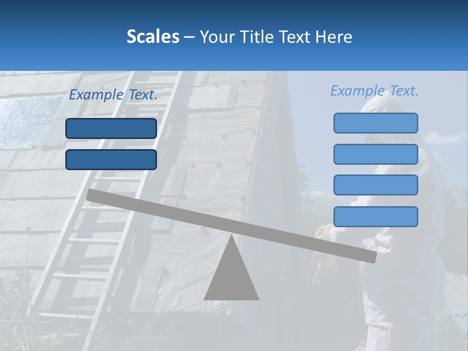 A Man In A White Suit And A Ladder Next To A Building PowerPoint Template