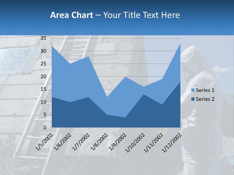 A Man In A White Suit And A Ladder Next To A Building PowerPoint Template