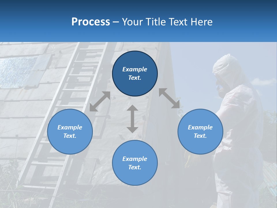 A Man In A White Suit And A Ladder Next To A Building PowerPoint Template