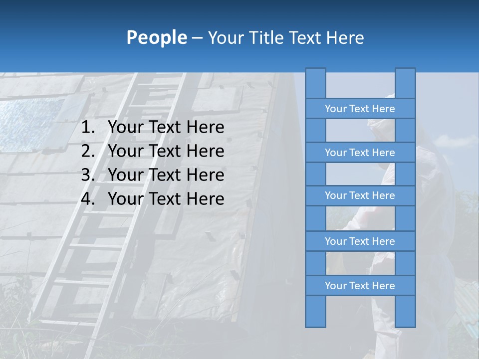 A Man In A White Suit And A Ladder Next To A Building PowerPoint Template