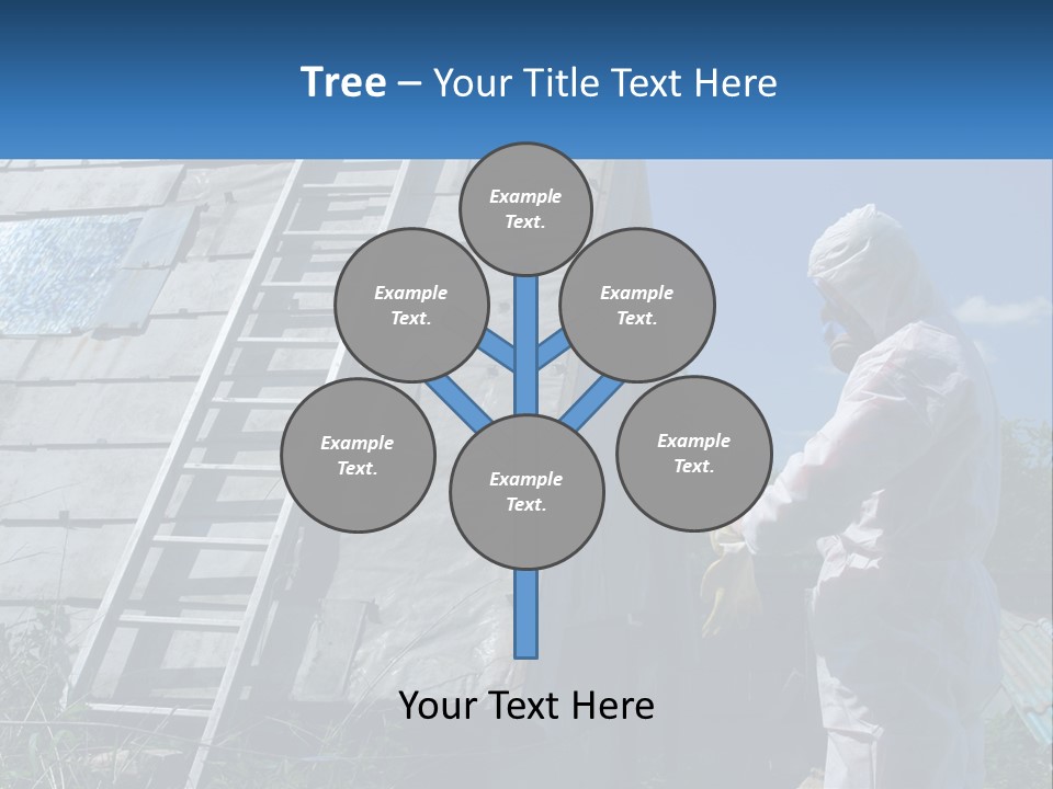 A Man In A White Suit And A Ladder Next To A Building PowerPoint Template