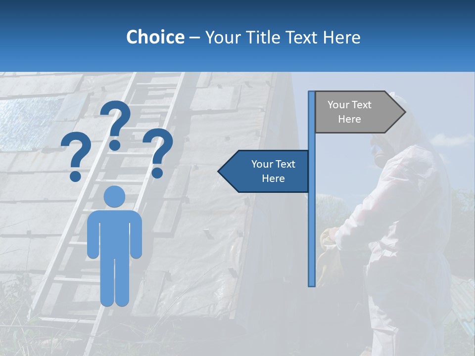 A Man In A White Suit And A Ladder Next To A Building PowerPoint Template
