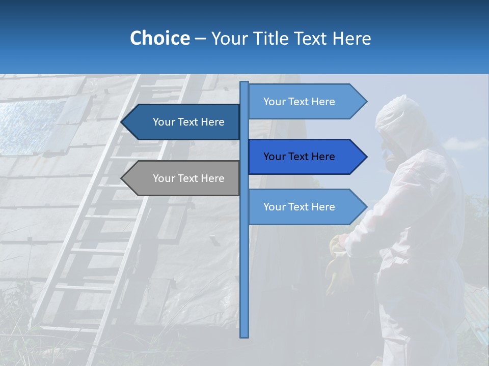 A Man In A White Suit And A Ladder Next To A Building PowerPoint Template