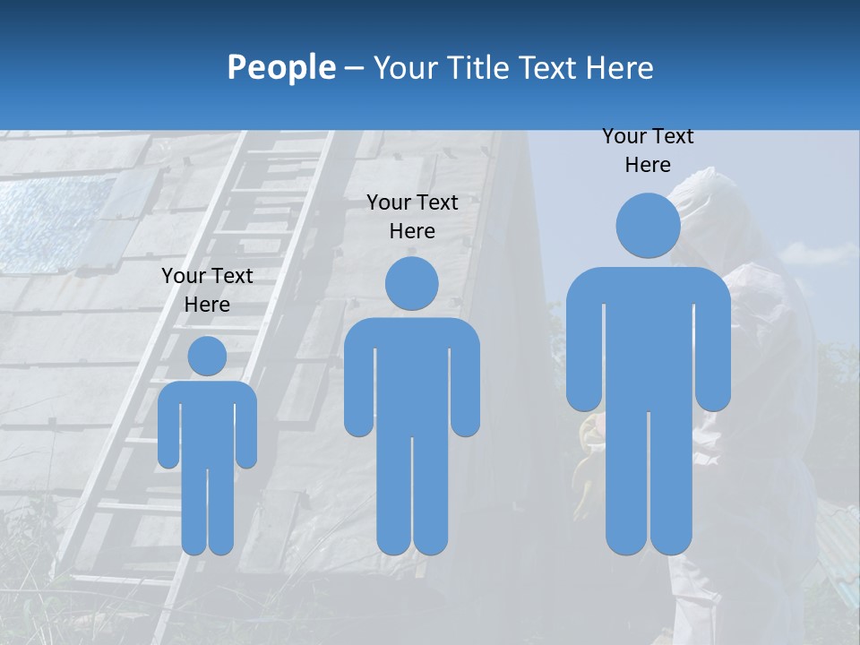 A Man In A White Suit And A Ladder Next To A Building PowerPoint Template