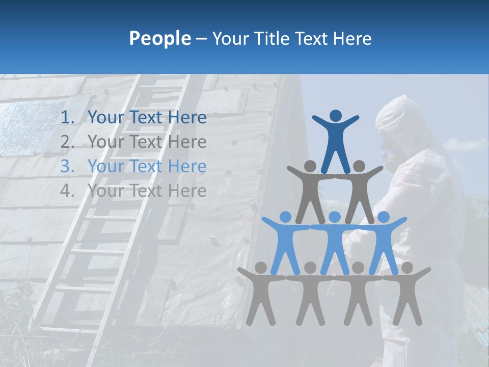 A Man In A White Suit And A Ladder Next To A Building PowerPoint Template