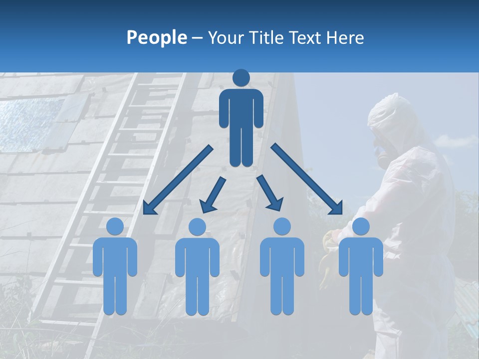 A Man In A White Suit And A Ladder Next To A Building PowerPoint Template