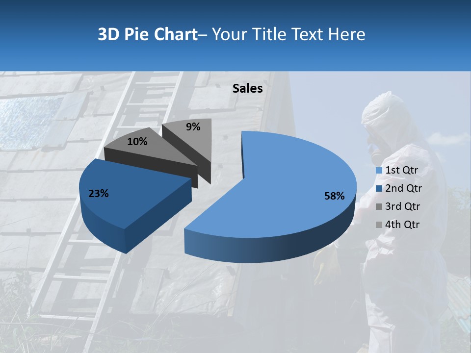 A Man In A White Suit And A Ladder Next To A Building PowerPoint Template