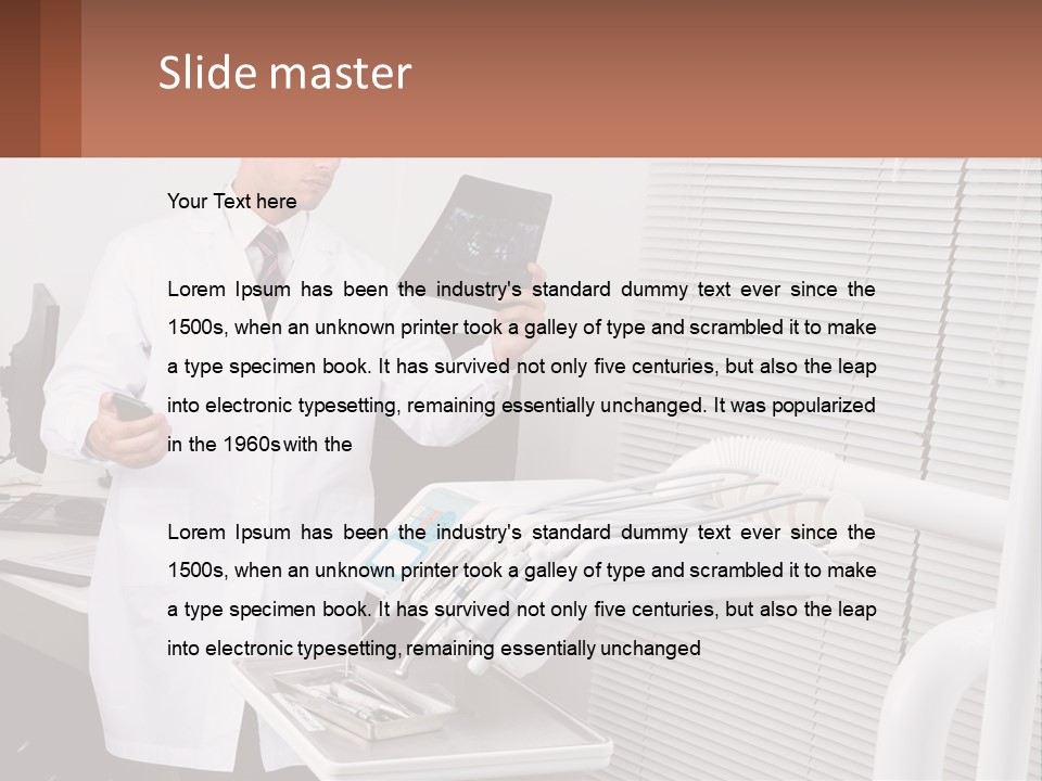 A Man In A White Lab Coat Holding A Tablet PowerPoint Template