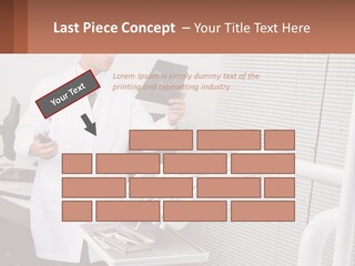 A Man In A White Lab Coat Holding A Tablet PowerPoint Template