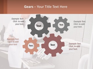A Man In A White Lab Coat Holding A Tablet PowerPoint Template