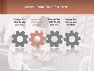 A Man In A White Lab Coat Holding A Tablet PowerPoint Template