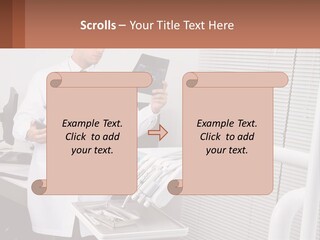 A Man In A White Lab Coat Holding A Tablet PowerPoint Template