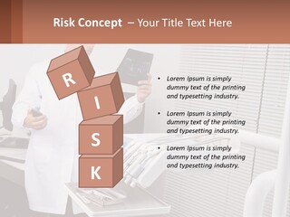 A Man In A White Lab Coat Holding A Tablet PowerPoint Template