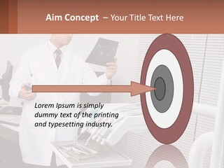 A Man In A White Lab Coat Holding A Tablet PowerPoint Template