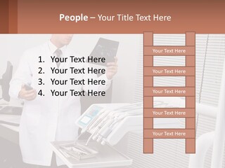 A Man In A White Lab Coat Holding A Tablet PowerPoint Template