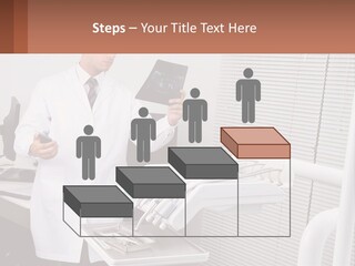 A Man In A White Lab Coat Holding A Tablet PowerPoint Template