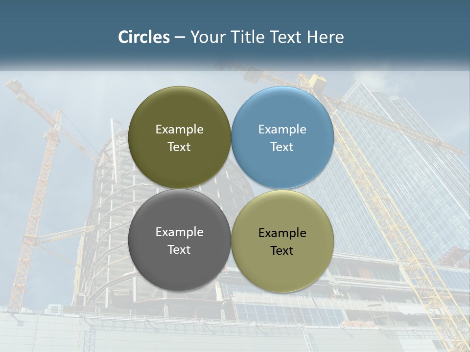 A Group Of Construction Cranes In Front Of A Building PowerPoint Template