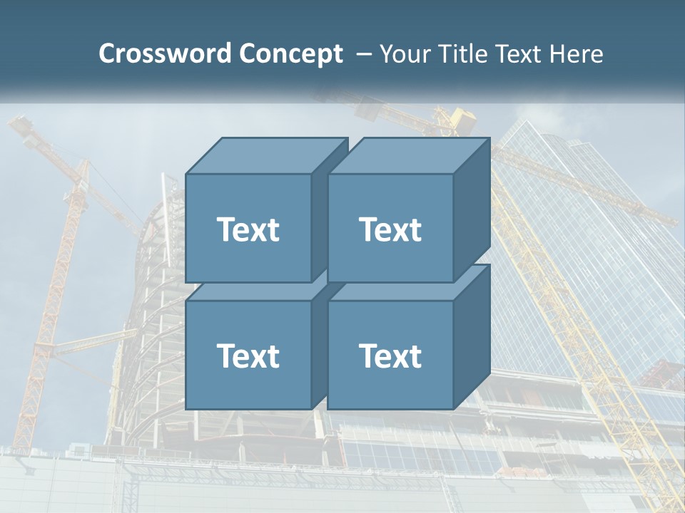 A Group Of Construction Cranes In Front Of A Building PowerPoint Template
