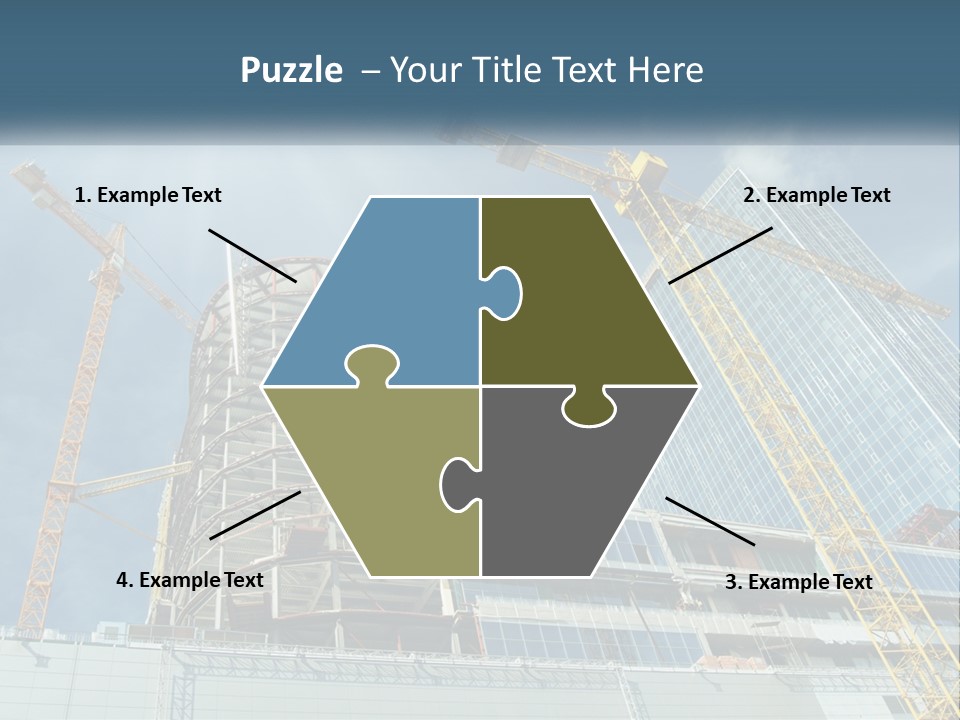 A Group Of Construction Cranes In Front Of A Building PowerPoint Template