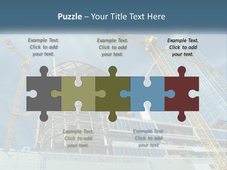 A Group Of Construction Cranes In Front Of A Building PowerPoint Template