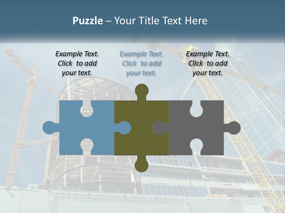 A Group Of Construction Cranes In Front Of A Building PowerPoint Template