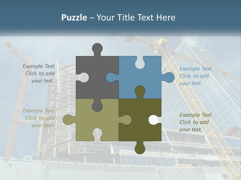 A Group Of Construction Cranes In Front Of A Building PowerPoint Template