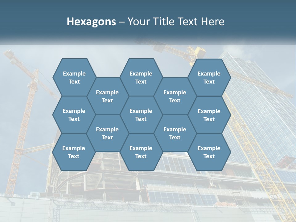 A Group Of Construction Cranes In Front Of A Building PowerPoint Template