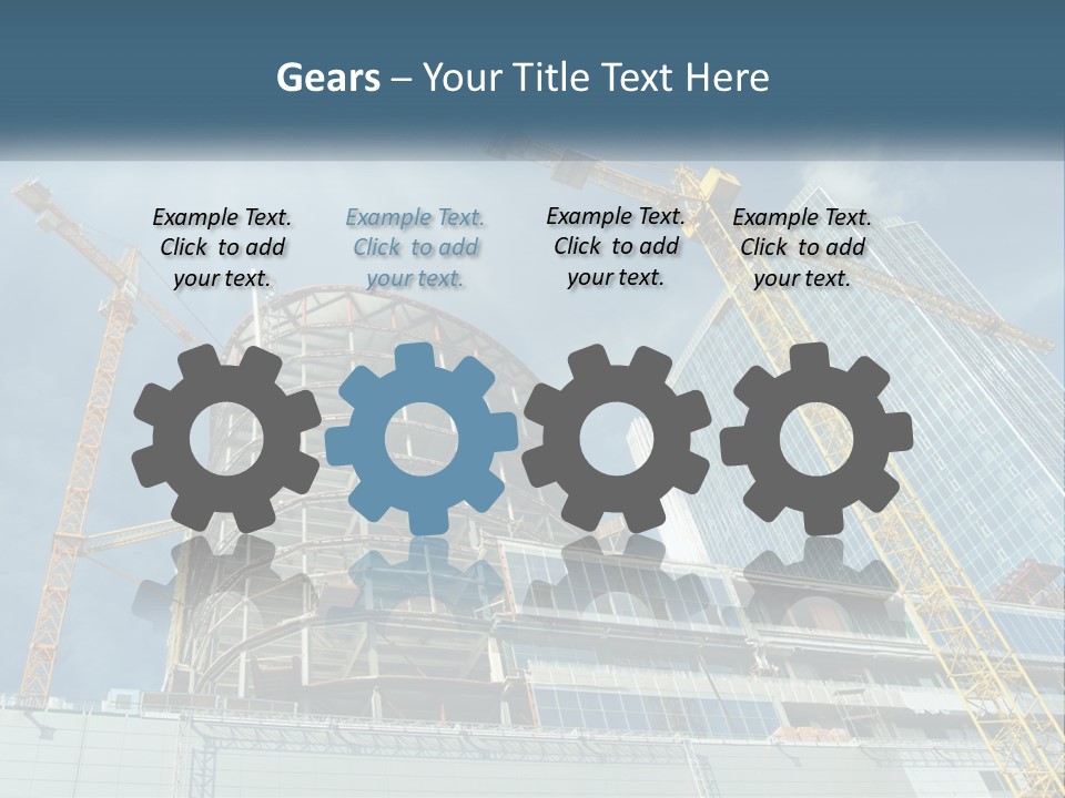 A Group Of Construction Cranes In Front Of A Building PowerPoint Template