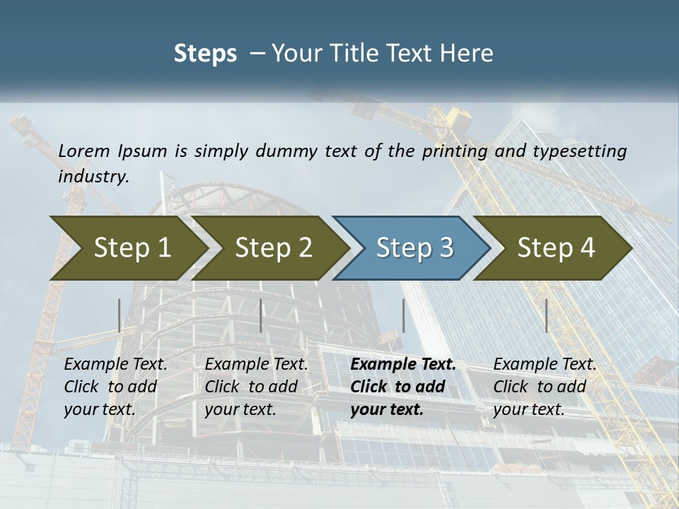 A Group Of Construction Cranes In Front Of A Building PowerPoint Template