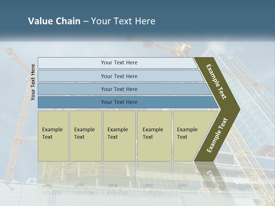 A Group Of Construction Cranes In Front Of A Building PowerPoint Template