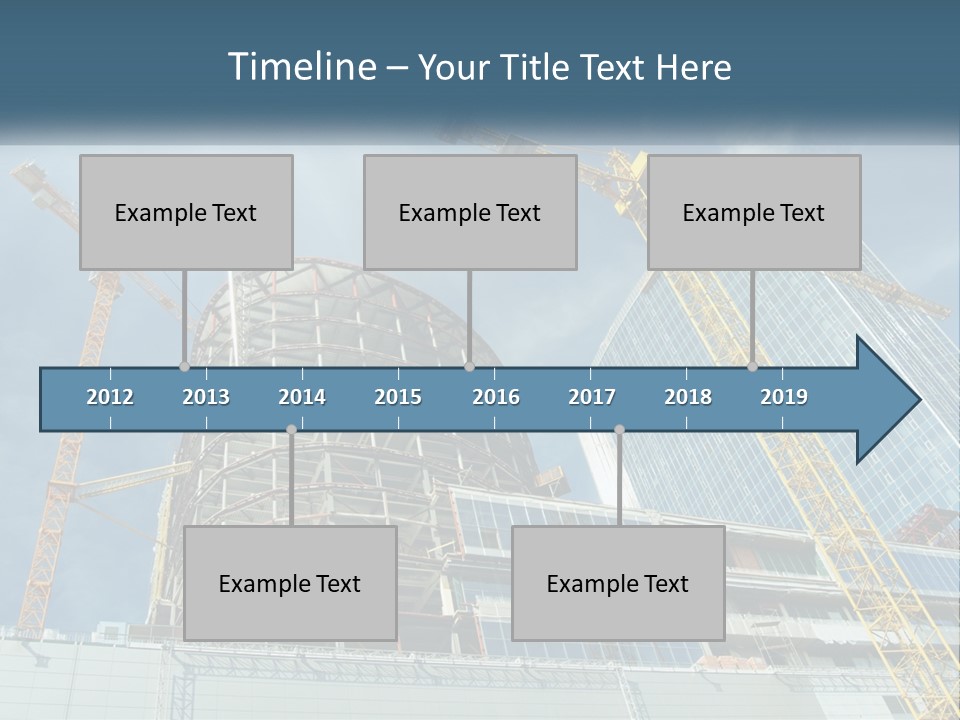 A Group Of Construction Cranes In Front Of A Building PowerPoint Template