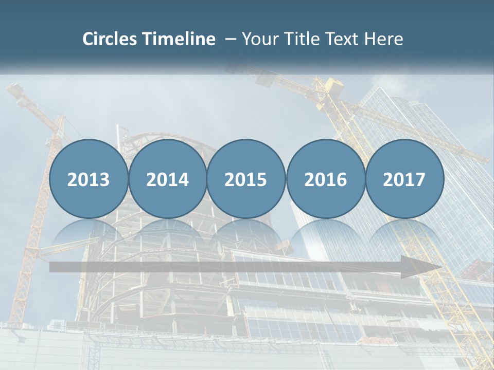 A Group Of Construction Cranes In Front Of A Building PowerPoint Template