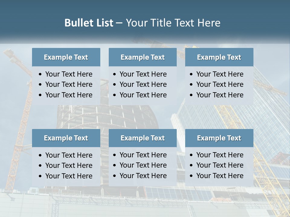 A Group Of Construction Cranes In Front Of A Building PowerPoint Template