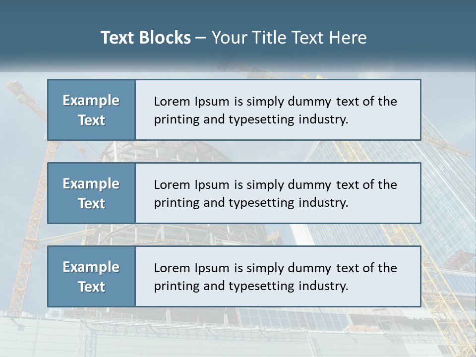 A Group Of Construction Cranes In Front Of A Building PowerPoint Template