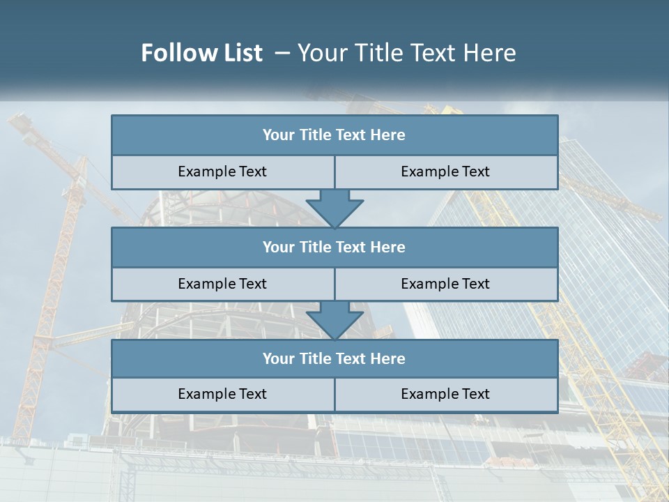 A Group Of Construction Cranes In Front Of A Building PowerPoint Template