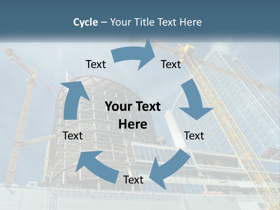 A Group Of Construction Cranes In Front Of A Building PowerPoint Template