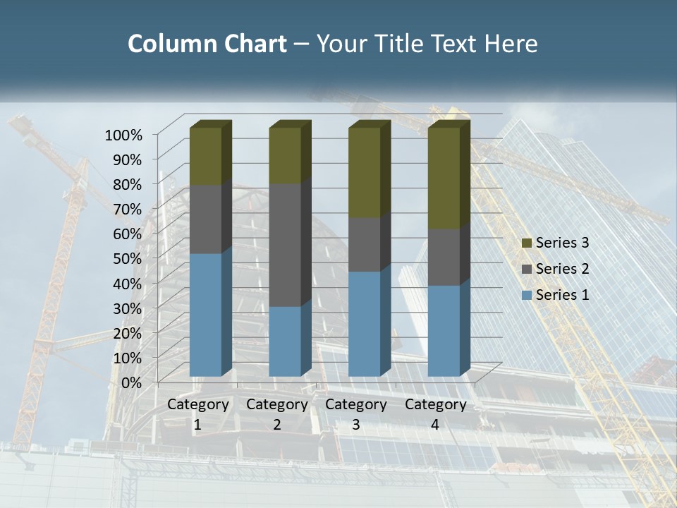 A Group Of Construction Cranes In Front Of A Building PowerPoint Template