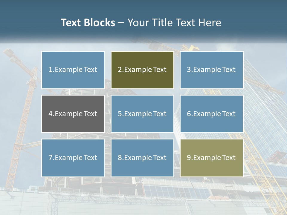 A Group Of Construction Cranes In Front Of A Building PowerPoint Template