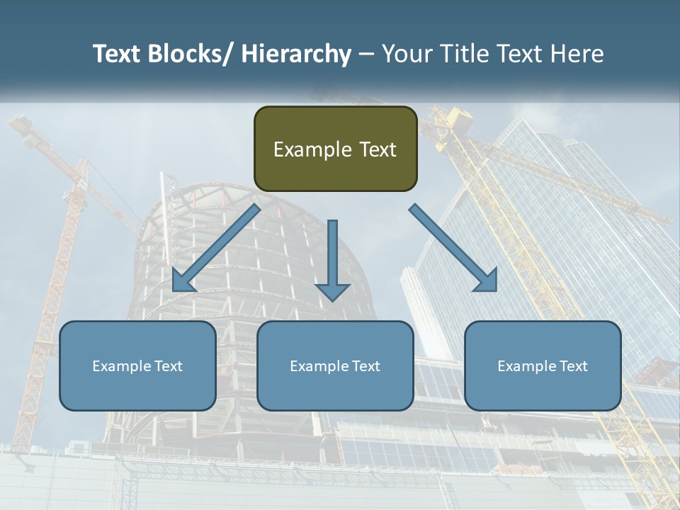 A Group Of Construction Cranes In Front Of A Building PowerPoint Template