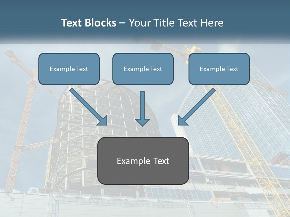 A Group Of Construction Cranes In Front Of A Building PowerPoint Template