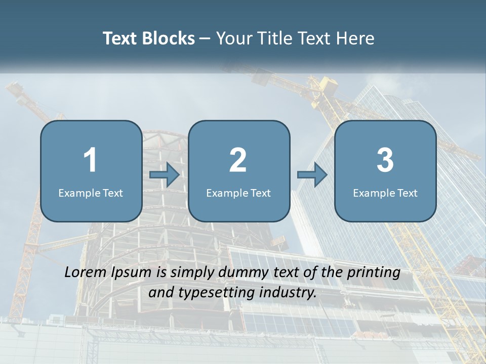 A Group Of Construction Cranes In Front Of A Building PowerPoint Template
