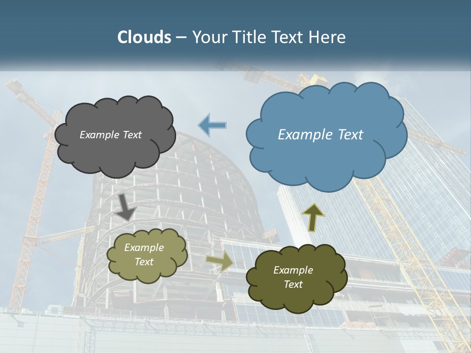 A Group Of Construction Cranes In Front Of A Building PowerPoint Template