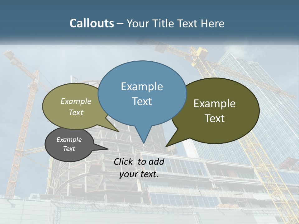 A Group Of Construction Cranes In Front Of A Building PowerPoint Template